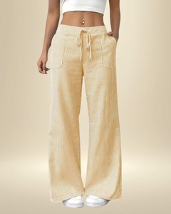 Mirayne - Fließende Wide-Leg-Hose in Zitronengelb
