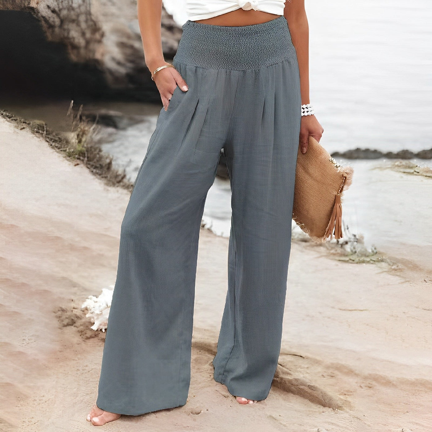 Elastischem Leinenhose für Damen