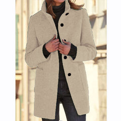 Vintora™ – Retro Damen-Windjacke mit Knöpfen und Stehkragen in Khaki