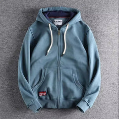 Max | Herren Zip-Hoodie Fleece Kapuzenpullover Casual in Türkisblau