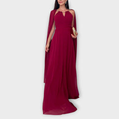 Mabel - Elegantes Maxikleid mit Cape-Ärmeln und hohem Schlitz" 

Rewritten: "Mabel - Stilvolles Maxikleid mit schwingenden Cape-Ärmeln und verführerischem Schlitz in Rot