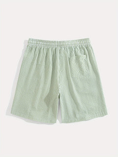 Herren Casual Elastisch Taille Gestreift Sommer Shorts in Grün