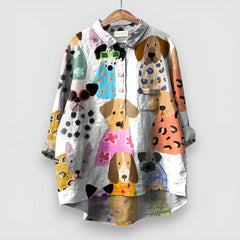 Amelie™ | Damenshirt mit Hundeprint in Weiß