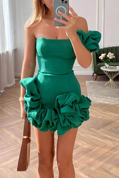 Lena | Elegantes Blumen-Minikleid in Grün
