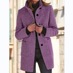 Vintora™ – Retro Damen-Windjacke mit Knöpfen und Stehkragen in Lila