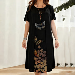 Celyn - Kurzärmeliges Midikleid-Set in Lagenoptik in Schwarz