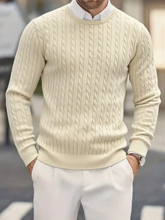 Jonty – Gestrickter Langarm Rollkragenpullover in Beige