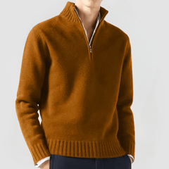 VENHUES - STRICKPULLOVER MIT REISSVERSCHLUSS in Braun