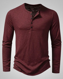 Gary | Herren Legeres Henley Longsleeve Shirt in Burgund