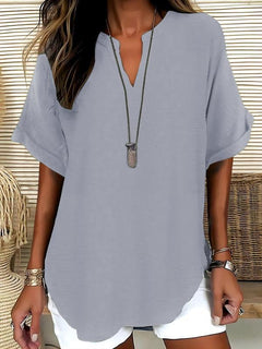 Xalina - Bluse mit weicher Haptik und Ausschnitt-Detail in Grau