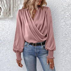 Lilou - Bluse - Plissee-Puffärmel in Rosa