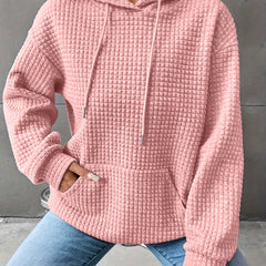 Léana™ | Texturiertes Kapuzen-Sweatshirt mit langen Ärmeln in Rosa
