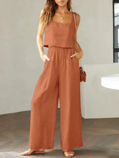 Sofia | Komfortables Damen Set aus Top und Hose in Orange