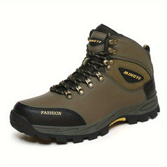 Winterschuhe Herren | Hoher Schnitt Outdoor Stiefel Mit Schnürung in Grün 2