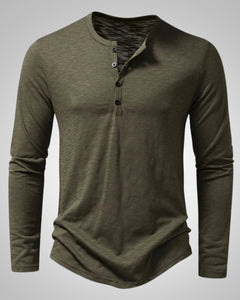 Gary | Herren Legeres Henley Longsleeve Shirt in Grün