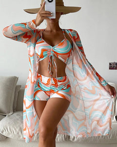 Ida | 3-teiliges Bikini-Set mit Print in Orange