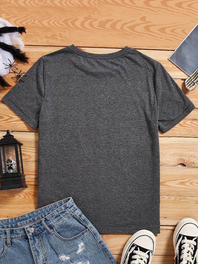 Herz-Print Kurzarm-T-Shirt für Damen