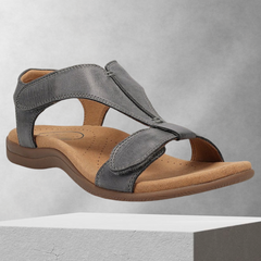 FunStep - Schnalle Leder flach Sandalen in Grau