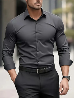 Bernd | Herren Slim Fit Langarm Businesshemd in Grau