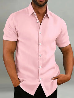 Earl - Vintage-Kurzarmhemd mit Knopfleiste in Rosa