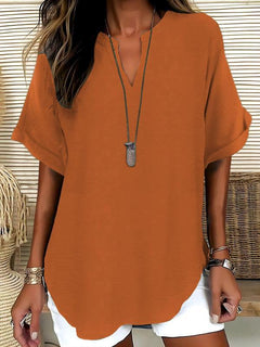 Xalina - Bluse mit weicher Haptik und Ausschnitt-Detail in Orange