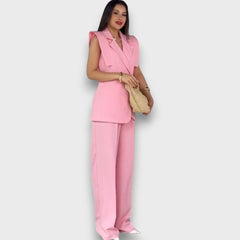 Olanda – Zweiteiler mit Oversize-Blazer und weiter Hose in Rosa