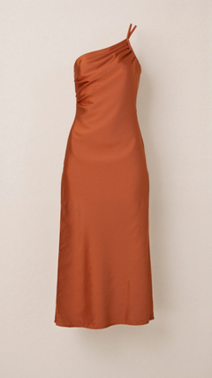 Louise - Verführerisch - One Shoulder Midi-Kleid in Orange