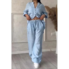 Kelen™ | Urban Stilvolles Hemd und Hosen-Set in Helles Blau