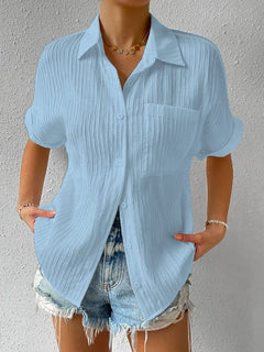 Melina - Kurzärmelige Bluse Für Damen in Blau