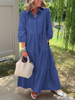 Amara | Maxi Kleid aus Baumwolle für den Alltag in Dunkelblau