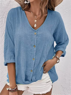 Rosalie®️™ | Leichte Bluse mit V-Ausschnitt in Blau