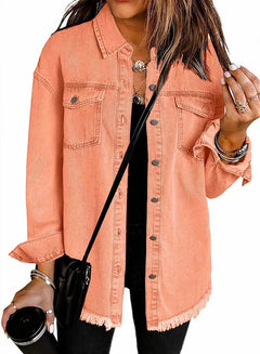 Helene™ | Zeitlose Jeansjacke für jeden Tag in Pfirsich