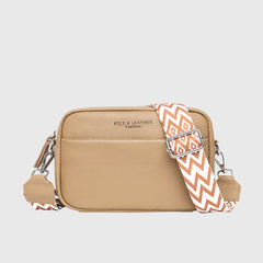 Amara | Leder Schultertasche in Khaki