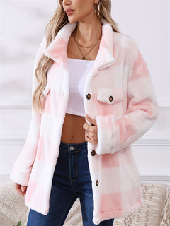 Laura | Stylischer Damen-Teddy-Wintermantel warm in Rosa