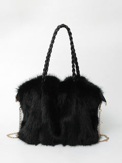 Jana | Elegante Plüsch-Velours Tasche Damen stilvoll in Schwarz