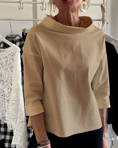 Orinda - Elegantes Damen-Top mit halbem Rollkragen in Khaki