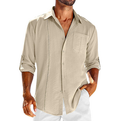 Felix | This Lässiges Herrenhemd im kubanischen Stil in Beige