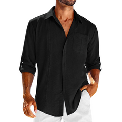 Felix | This Lässiges Herrenhemd im kubanischen Stil in Schwarz
