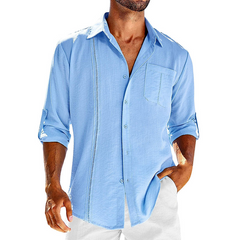 Felix | This Lässiges Herrenhemd im kubanischen Stil in Hellblau