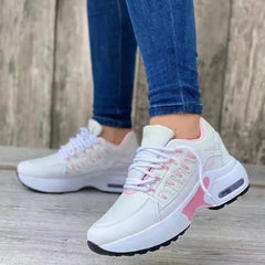 Damen Schnürsneaker mit Gummisohle für Alle Jahreszeiten in Weiß Rosa