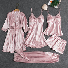 Carin | Hochwertiges Nachtwäsche-Set fünf Teile in Pink
