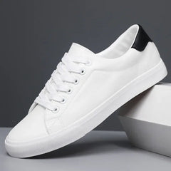 Rex | Herren Leder-Sneaker Low-Top Cupsole Casual in Weiß Kontrast