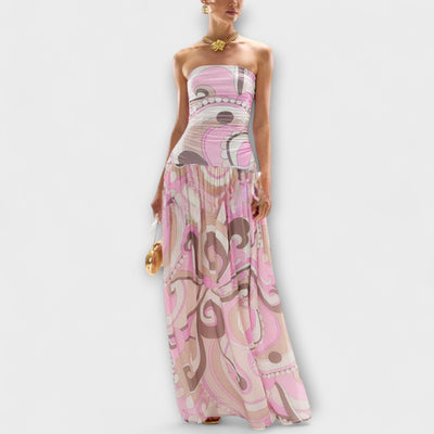 Tatum - Elegantes Pastell Off-Shoulder Maxikleid