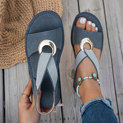 Toriae - Riemchensandalen mit Ring-Detail in Marineblau