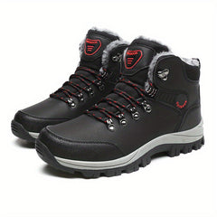 Winterschuhe Herren| Outdoor Schnürstiefel Mit Futter in Schwarz