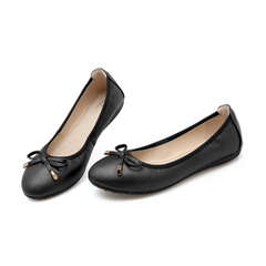 Melyssa - flache Damenschuhe mit Schleife in Schwarz