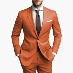 Herren Anzug Zweiteiler mit Reverskragen und schmaler Passform in Orange
