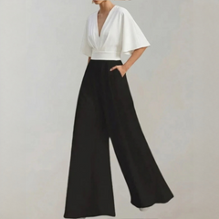 Yoko - Eleganter und trendiger Jumpsuit in Weiß Schwarz