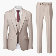 Eleganter Slim Fit Anzug - Herren 3-teilig für Business in Beige