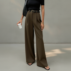 Marlene - Stylische Hose mit weitem Schnitt in Hellbraun